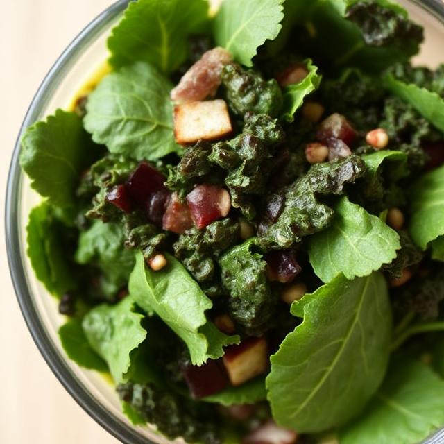 Spinach or kale in a smoothie/salad.