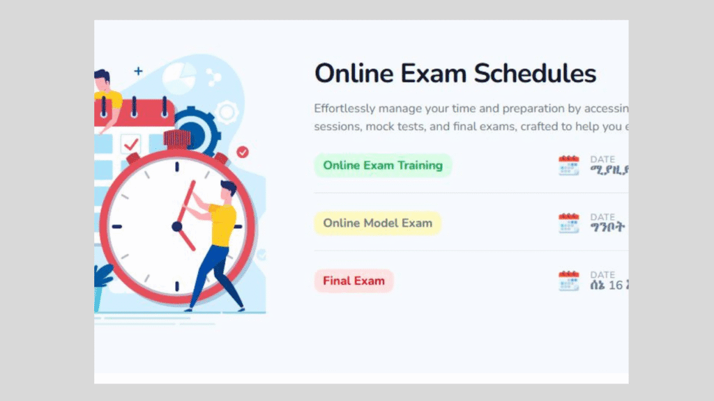Mock test schedule on ministry of education website