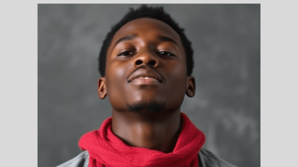 student from Ethiopia prepared doing deep breath before exam
