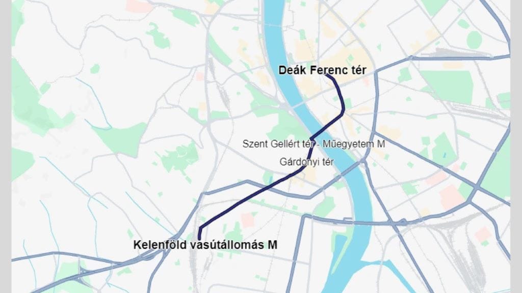 The path from Budapest to other part of Hungary