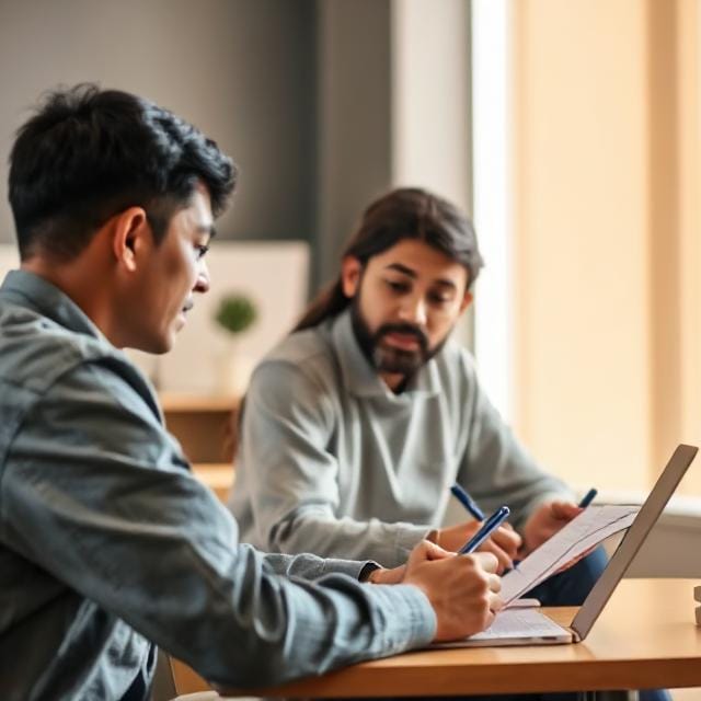 Person coaching on scholarship applications